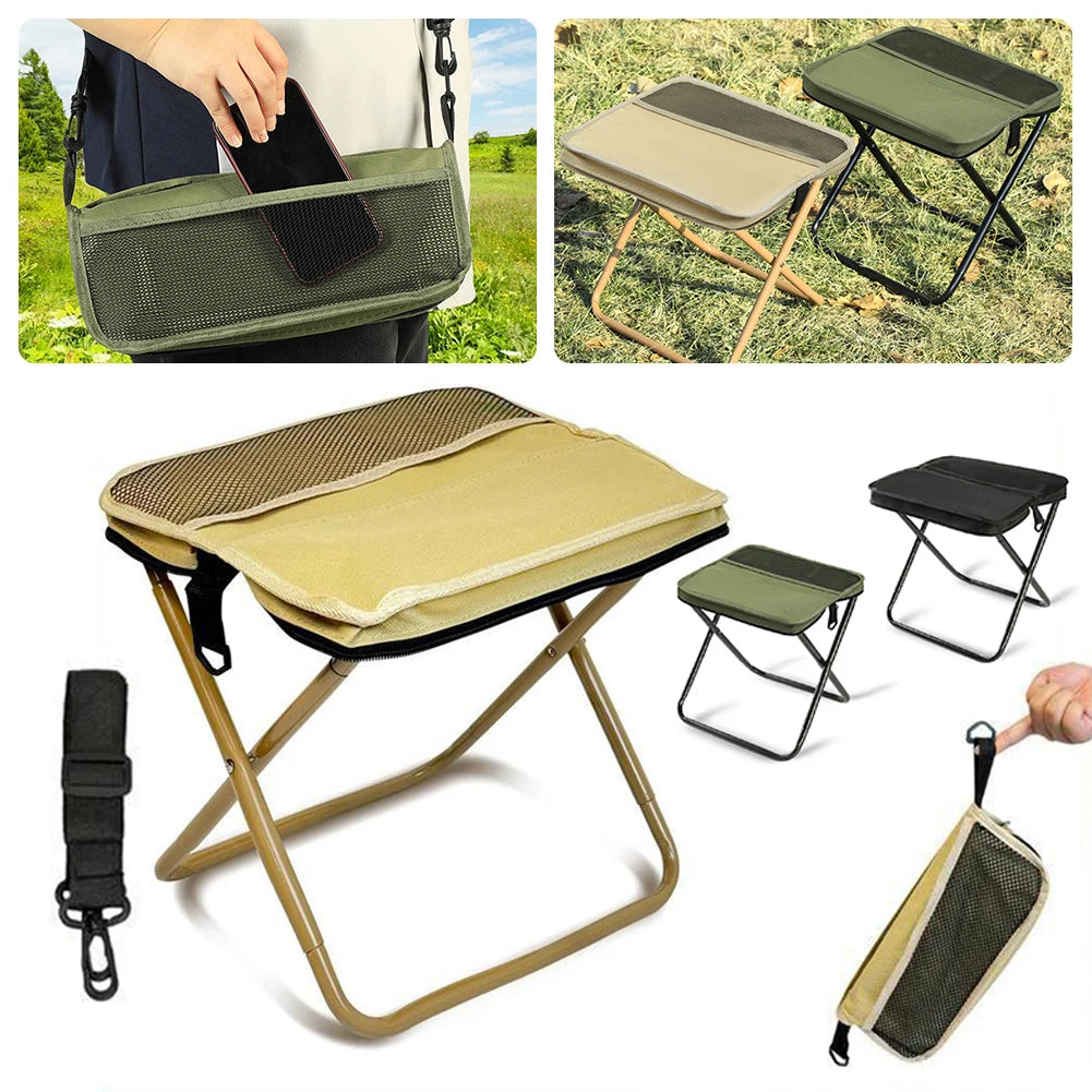 Foldable Portable Backpack Stool with Carry Bag – Lightweight Mini Outdoor Chair